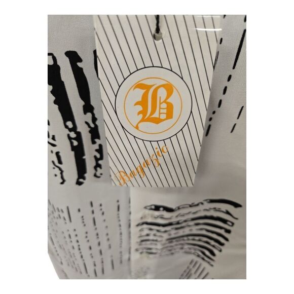 BAGAZIO MEN'S PURE WHITE/BLACK SHORT SLEEVE FASHION ABSTRACT SHIRT.BM2303. - Picture 6 of 9